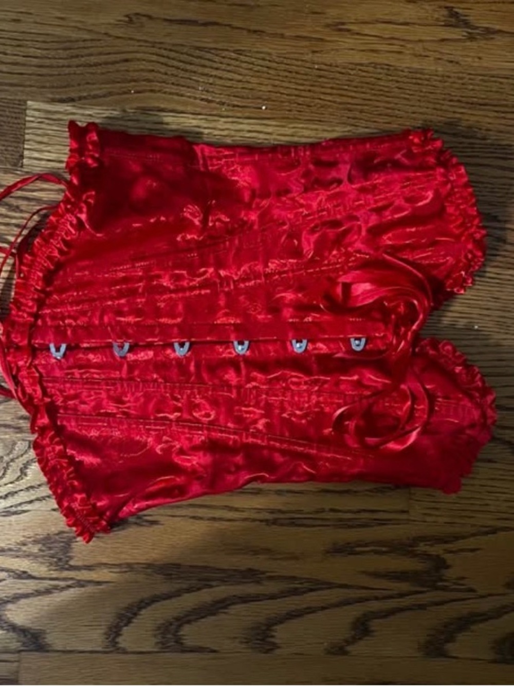 Red Satin Lace-Up Corset Top - Women Intimates & Sleepwear